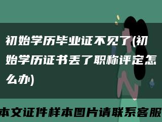 初始学历毕业证不见了(初始学历证书丢了职称评定怎么办)缩略图