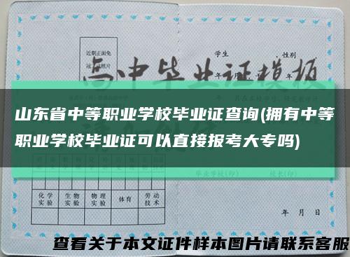 山东省中等职业学校毕业证查询(拥有中等职业学校毕业证可以直接报考大专吗)缩略图