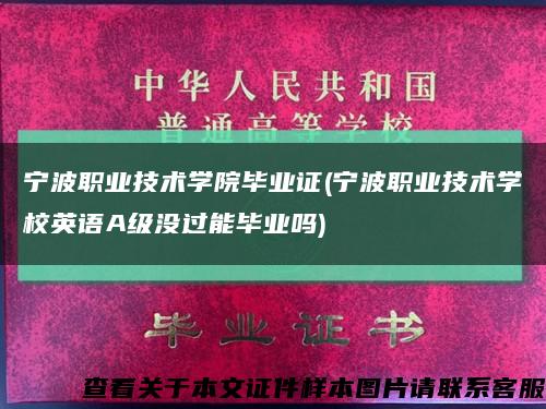 宁波职业技术学院毕业证(宁波职业技术学校英语A级没过能毕业吗)缩略图