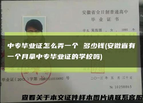 中专毕业证怎么弄一个 多少钱(安微省有一个月拿中专毕业证的学校吗)缩略图