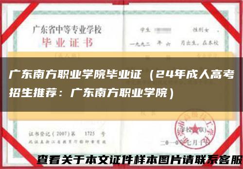 广东南方职业学院毕业证（24年成人高考招生推荐：广东南方职业学院）缩略图