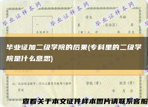 毕业证加二级学院的后果(专科里的二级学院是什么意思)缩略图