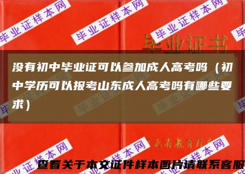 没有初中毕业证可以参加成人高考吗（初中学历可以报考山东成人高考吗有哪些要求）缩略图