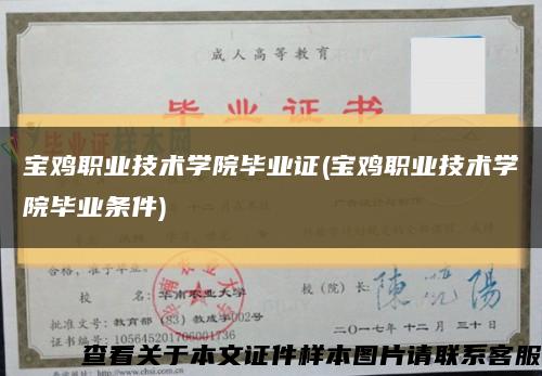 宝鸡职业技术学院毕业证(宝鸡职业技术学院毕业条件)缩略图