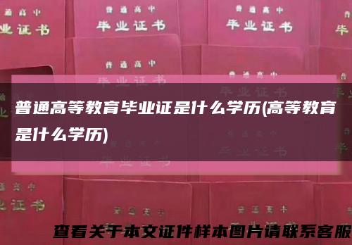 普通高等教育毕业证是什么学历(高等教育是什么学历)缩略图