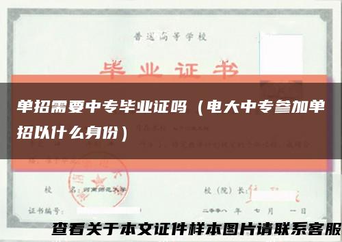 单招需要中专毕业证吗（电大中专参加单招以什么身份）缩略图