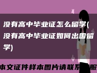 没有高中毕业证怎么留学(没有高中毕业证如何出国留学)缩略图