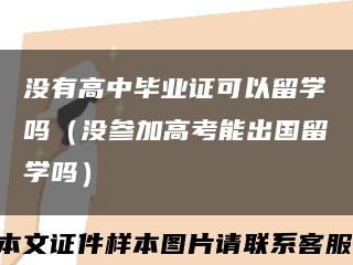 没有高中毕业证可以留学吗（没参加高考能出国留学吗）缩略图