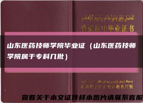 山东医药技师学院毕业证（山东医药技师学院属于专科几批）缩略图