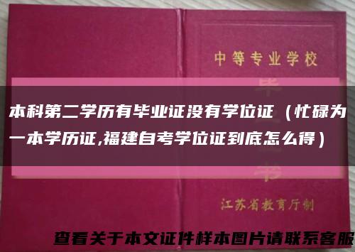 本科第二学历有毕业证没有学位证（忙碌为一本学历证,福建自考学位证到底怎么得）缩略图