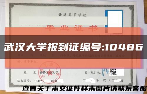 武汉大学报到证编号:10486缩略图