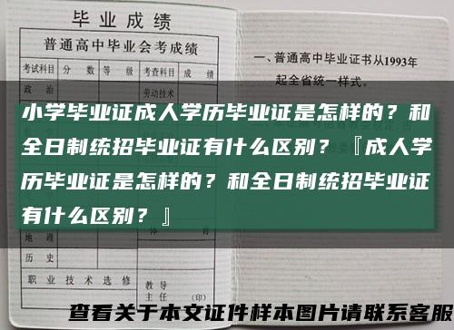 小学毕业证成人学历毕业证是怎样的？和全日制统招毕业证有什么区别？『成人学历毕业证是怎样的？和全日制统招毕业证有什么区别？』缩略图