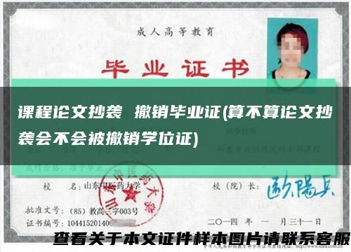 课程论文抄袭 撤销毕业证(算不算论文抄袭会不会被撤销学位证)缩略图