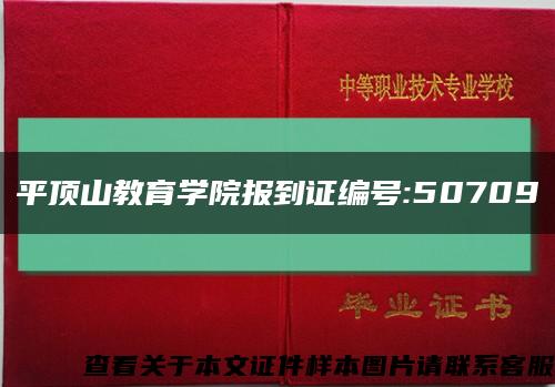 平顶山教育学院报到证编号:50709缩略图