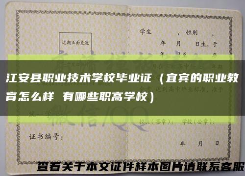 江安县职业技术学校毕业证（宜宾的职业教育怎么样 有哪些职高学校）缩略图