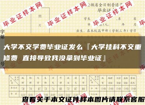 大学不交学费毕业证发么『大学挂科不交重修费 直接导致我没拿到毕业证』缩略图