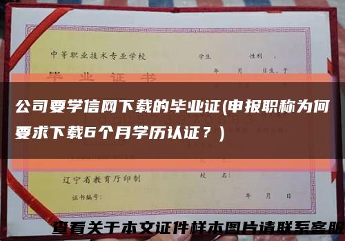 公司要学信网下载的毕业证(申报职称为何要求下载6个月学历认证？)缩略图