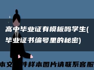 高中毕业证有模板吗学生(毕业证书编号里的秘密)缩略图