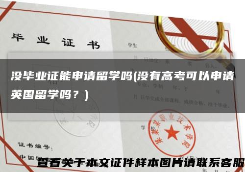 没毕业证能申请留学吗(没有高考可以申请英国留学吗？)缩略图