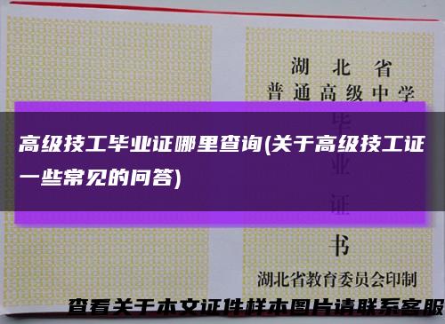 高级技工毕业证哪里查询(关于高级技工证一些常见的问答)缩略图