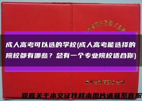 成人高考可以选的学校(成人高考能选择的院校都有哪些？总有一个专业院校适合你)缩略图