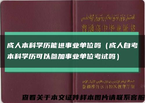 成人本科学历能进事业单位吗（成人自考本科学历可以参加事业单位考试吗）缩略图