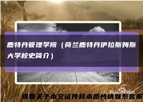 鹿特丹管理学院（荷兰鹿特丹伊拉斯姆斯大学校史简介）缩略图