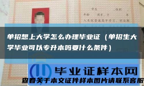 单招想上大学怎么办理毕业证（单招生大学毕业可以专升本吗要什么条件）缩略图