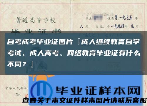 自考成考毕业证图片『成人继续教育自学考试、成人高考、网络教育毕业证有什么不同？』缩略图