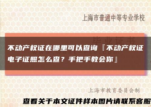 不动产权证在哪里可以查询『不动产权证电子证照怎么查？手把手教会你』缩略图