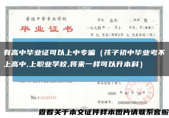 有高中毕业证可以上中专嘛（孩子初中毕业考不上高中,上职业学校,将来一样可以升本科）缩略图