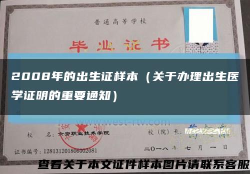 2008年的出生证样本（关于办理出生医学证明的重要通知）缩略图