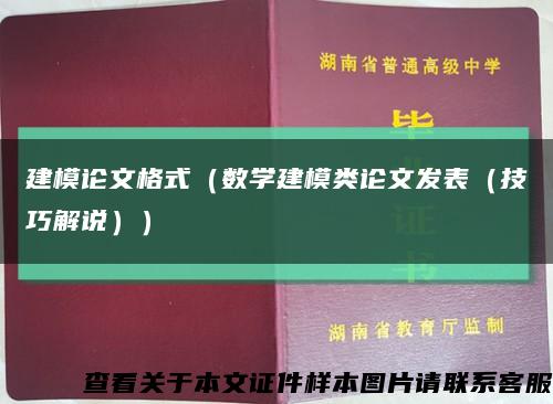 建模论文格式（数学建模类论文发表（技巧解说））缩略图