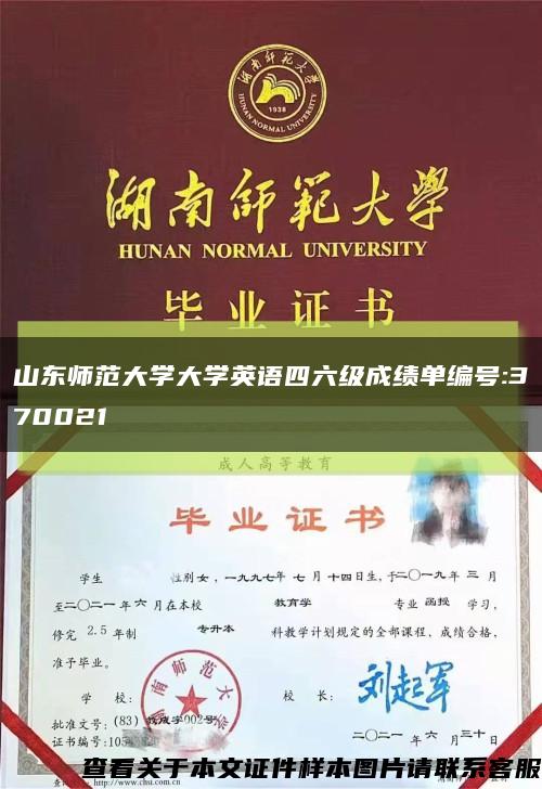 山东师范大学大学英语四六级成绩单编号:370021缩略图