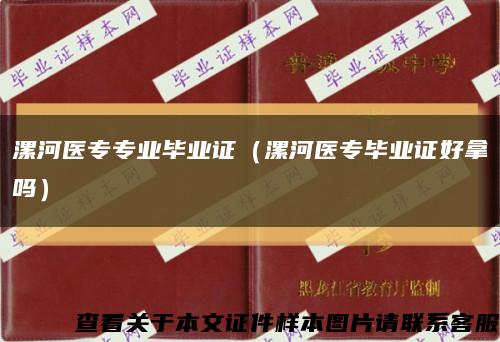 漯河医专专业毕业证（漯河医专毕业证好拿吗）缩略图