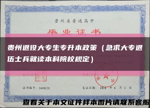 贵州退役大专生专升本政策（急求大专退伍士兵就读本科院校规定）缩略图