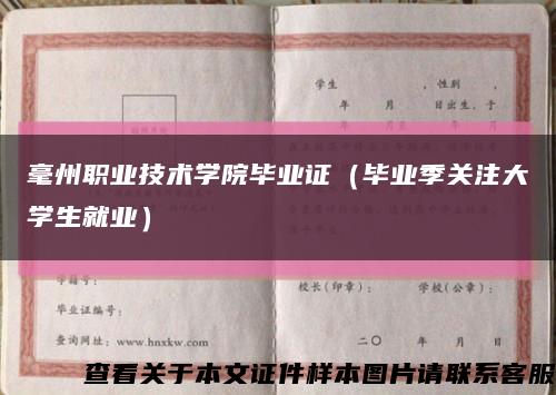 毫州职业技术学院毕业证（毕业季关注大学生就业）缩略图