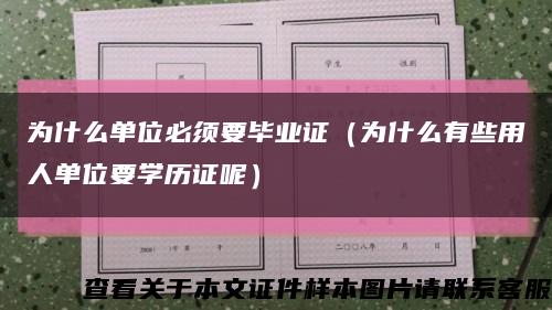 为什么单位必须要毕业证（为什么有些用人单位要学历证呢）缩略图