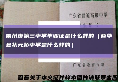 雷州市第三中学毕业证是什么样的（西华县状元桥中学是什么样的）缩略图