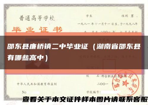 邵东县廉桥镇二中毕业证（湖南省邵东县有哪些高中）缩略图