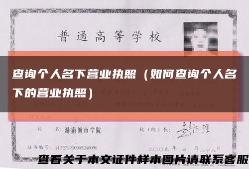 查询个人名下营业执照（如何查询个人名下的营业执照）缩略图