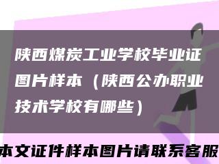 陕西煤炭工业学校毕业证图片样本（陕西公办职业技术学校有哪些）缩略图