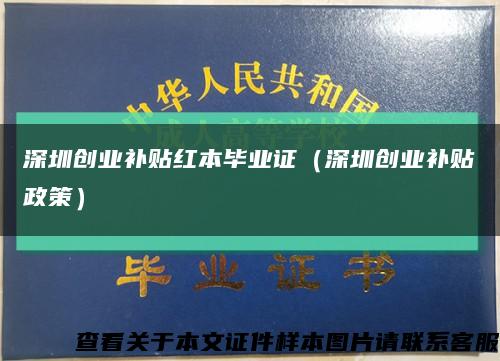 深圳创业补贴红本毕业证（深圳创业补贴政策）缩略图