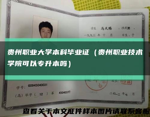 贵州职业大学本科毕业证（贵州职业技术学院可以专升本吗）缩略图