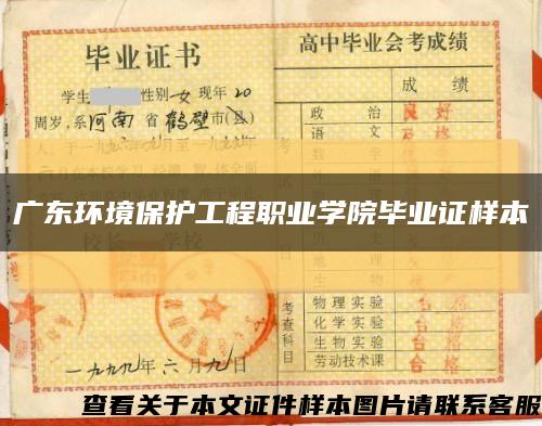 广东环境保护工程职业学院毕业证样本缩略图