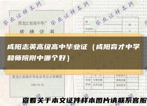 咸阳志英高级高中毕业证（咸阳育才中学和师院附中哪个好）缩略图