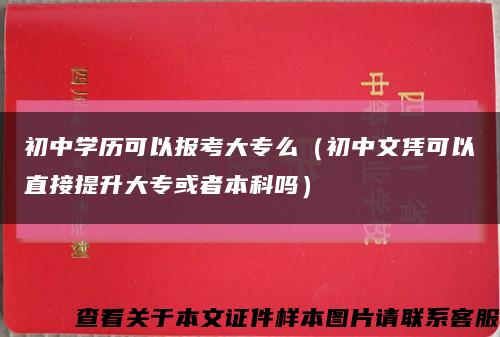 初中学历可以报考大专么（初中文凭可以直接提升大专或者本科吗）缩略图