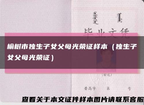 榆树市独生子女父母光荣证样本（独生子女父母光荣证）缩略图