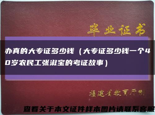 办真的大专证多少钱（大专证多少钱一个40岁农民工张淑宝的考证故事）缩略图