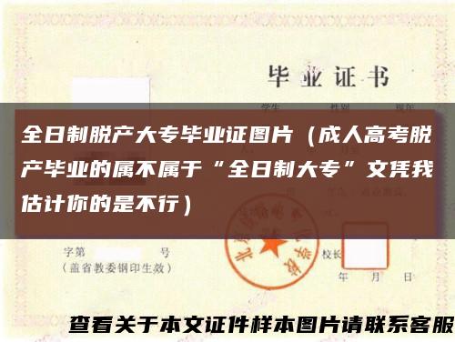 全日制脱产大专毕业证图片（成人高考脱产毕业的属不属于“全日制大专”文凭我估计你的是不行）缩略图